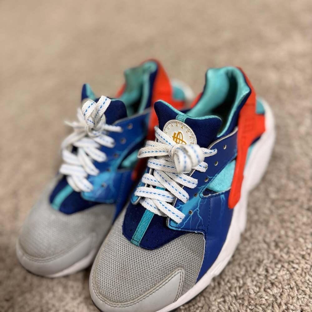 Nike Air‎ Huarache Run GS Lightning Blue Orange Youth 6Y Womens 7.5 704943-003